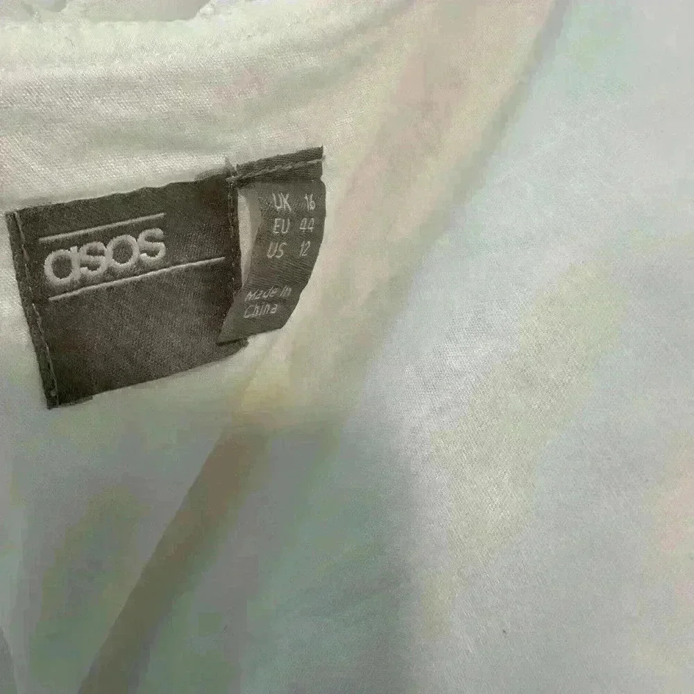 ASOS DESIGN premium double layer off shoulder mini dress white Size 12 - Picture 8 of 12